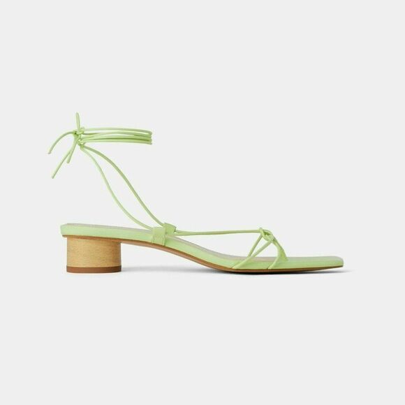 ZARA GREEN HEELED STRAPPY SANDALS - Picture 11 of 12